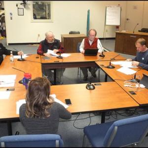 Rockland City Council agenda setting session on Wednesday, January 4. Clockwise Audra Caler Bell (back to camera), Stuart Sylvester, Councilors Adam Ackor, Ed Glaser, Larry Pritchett, Mayor Will Clayton and Valli Geiger (Photos by Chris Wolf)