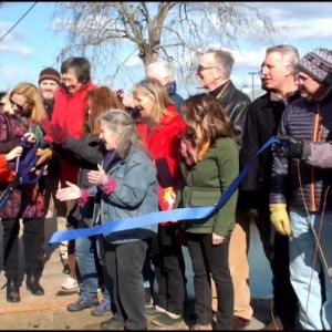 Trail committee members, politicians, dignitaries and supporters all helped cut the ribbon Sunday morning. (Photos by Chris Wolf)