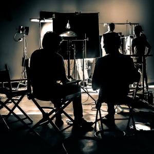 On the set with Maine filmmakers. (Photo courtesy Judy Beedle)