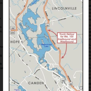 This map, which appeared in a PenBay Pilot article, shows the route trucks will be taking for the next six months.
map