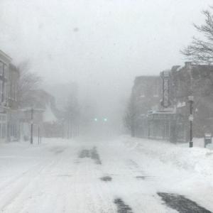 The wind blows the snow in downtown Rockland. (Courtesy William Smith)