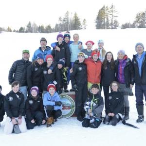 Front: Charlotte Taylor, Lizzy Larsen, Ryan Southworth, Emerson Brott, Jaxon Lowe, Abigail Williams
Second Row: Coach ~ Mike White, Coach ~ Jen Conover, Rhys White, Britt Lafuria, Devon Smith, Lake Lindelof, Isabelle Manahan, Coach ~ Charlotte Horovitz, Nordic Coach ~ Steve Frampton
Third Row: Nordic Coach ~ Barney Hildreth, Noah Lachance, Oscar Horovitz, Ellie Andrus, Tanner Robinson, Elsie Hildreth ~ Nordic (Courtesy Becky Lowe Photography)