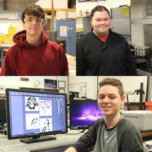 From upper left, clockwise, Liam Thomas of Vinalhaven, Madison Winslow of Camden and Isaiah Harriman of Union. All three are students at Mid-Coast School of Technology in Rockland.