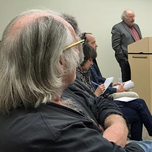 Maine Department of Transportation Policy Development Specialist and Scenic Byways Coordinator Fred Michaud at the Feb. 27 Lincolnville Board of Selectmen’s meeting. (Photo by Holly S. Edwards)