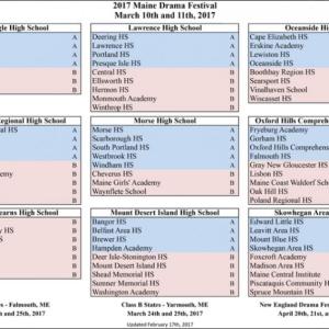 Maine Drama Festival schedule.