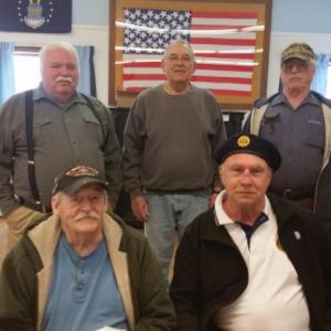 Members of the War Memorial Post #30, American Legion in Camden, who are helping to plan a special recognition program and “welcome home” ceremony for Vietnam War veterans in June as part of the national celebration commemorating the 50th anniversary of the war. Front row, from left, Bob Ogier, Roy Roden. Second row, from left, Sandy Delano, Frank Carr and Norman Carver. (Photo by Sarah Shepherd)
