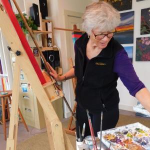 Jerri Finch, in her Belfast studio (Photo by Erica Thoms)