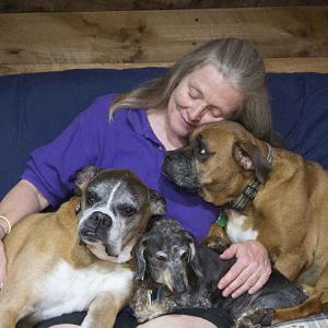 Dr. Robin Elms with her beloved dogs