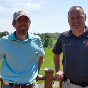 Alex Plummer (left), Goose River’s golf professional and Rockport Fire Chief Jason Peasley, are coordinating the first annual Emergency Responder Golf Tournament to benefit charities on Saturday, June 17 at the Goose River Golf Club in Rockport. (Photo by Sarah Shepherd)