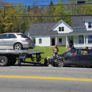 Two vehicles collided at the intersection of Commercial and Warrenton streets on Route 1 in Rockport Saturday, May 20, around 11 a.m. Both vehicles were disabled, but the drivers were not injured. (Photo by Sarah Shepherd)