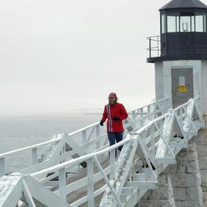 Running coast to coast on the same route as Forrest Gump. Here Rob Pope hits the Marshall Point Lighthouse in Port Clyde on Friday, April 28, 2017
