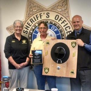Sheriff Donna Dennison and Chief Deputy Tim Carroll recognize Deputy John Hansen who is retiring after 25 years in law enforcement. (Photo courtesy of Knox County Sheriff’s Office)