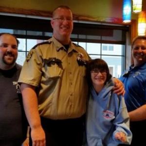 The annual “Tip-a-Cop” fundraising event for Special Olympics is being held Wednesday, Sept. 13 at Applebee’s in Thomaston. Last year, some of the celebrity waiters included, left, to right, Sean Wallace, Thomaston, EMT, Justin Hills, Knox County Sheriff’s Office, Sam Herring, Special Olympics athlete, Rusty Barnard, Thomaston Paramedic EMS Chief and Lena Wallace, Thomaston EMT. (Photo by Sarah Shepherd)