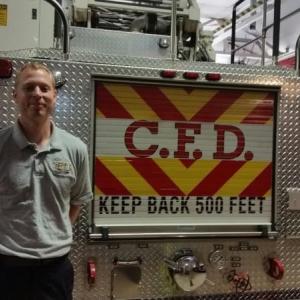 Clint Beveridge, new firefighter at the Camden Fire Department., (Photo by Sarah Shepherd)
