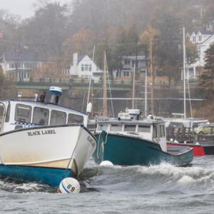 It was chaotic in Rockport Harbor Oct. 30, once the storm truly settled in, about 6 a.m. (Photo by Peter Ralston)
