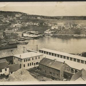 Camden waterfront circa 1906, showing the Camden Anchorworks factory on the site of the current Public Landing.
