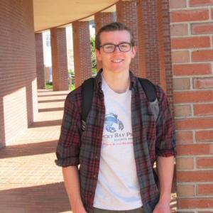Trevor on the school grounds. (Photo by Kay Stephens)
