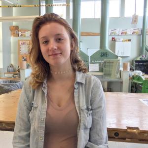 Katherine Daggett, 17 in art class at Belfast Area High School. (Photo courtesy Heidi O’Donnell)