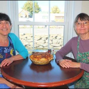 Nannette Gionfriddo and Claudette Nadeau, of Beyond the Sea, with one of their home-baked apple pies.