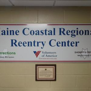 Sign inside the Maine Coastal Regional Reentry Center (photo by Erica Thoms)