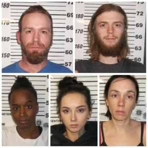 Clockwise from upper left: Billy Knights, Stephen Mickeriz, Jessica Morrill, Courtney Morrill, and Iresha Mckenzie. (photo courtesy of the Waldo County Sheriff’s Office)