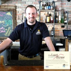Robert Labbe, general manager of Camden’s Sea Dog Brewing Co., stands behind his restaurant’s efforts to reduce the use of plastic drinking straws.