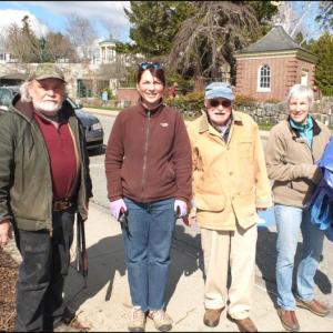 Patrick Overlock, Christine Resek, Dave Jackson and Susan Todd take part in the Camden Library clean up.