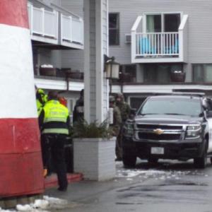 Maine State and Rockland police took Timothy N. St. Thomas into custody after causing a standoff at the Trade Winds Inn Feb. 11. (Photo by Sarah Thompson)