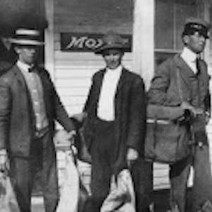 Ralph Richards on the right with his fellow mail carriers in 1908, the year he started his lifelong diary.
Photo courtesy of the Lincolnville Historical Society mail carriers