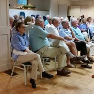 Approximately 40 nonvoting Rockport property owners gathered for a first time special meeting with the Select Board and Town Manager at the Rockport Opera House July 23. (Photo by Sarah Shepherd)