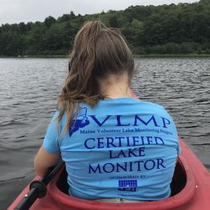 Sadie Mills collecting a phosphorus sample on Tolman Pond in Rockport. (Photo courtesy Rockport Conservation Commission)