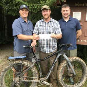 Andrew Dailey (Sidecountry Sports), John Anders (Trail Manager, Georges River Land Trust), and Brian Kelley (Sidecountry Sports).