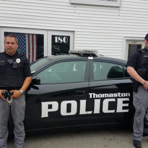 Juan Alcala (left) and Noah Stevens joined the Thomaston Police Department as full-time patrol officers in June. (Photo courtesy of Thomaston Police Department)