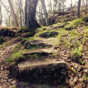 The Midcoast is full of treasured trails, and many of them are the result of men who hauled and placed hewn rocks, including those 1,200 feet up Megunticook Mountain, built as part of the Works Project Administration in the 1930s. On Megunticook, Hans Heistad was the designer and Lawrence Libby was the contractor. They left a legacy and aesthetic that continues today with exceptional stoneworkers who continue to create beauty with their rocks, and chisels and hammers. (Photo by Lynda Clancy)