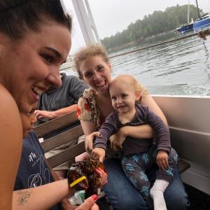 Left to right First Mate Kate of the M/V Lively Lady, Ashley Grierson and Roland Flaherty. (Photo by Patrisha McLean)