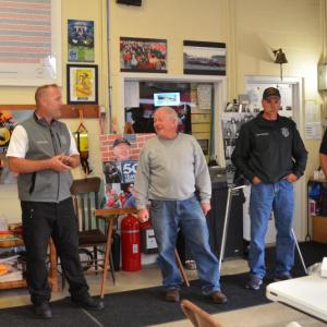 Rockport Fire Chief Jason Peasley with former Fire Chief Bruce Woodward and Deputy Fire Chief Todd Philbrook, and Assistant Chief John Wickenden. (Photo by Lynda Clancy)