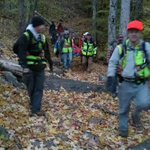For almost two and a half hours, as cold and darkness set in, 13 rescuers sought out, then carried, an injured hiker at Camden State Park. (Photo courtesy of Camden Fire Department)