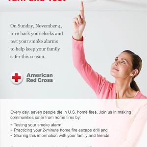 Turn your clocks back and Test smoke alarms this weekend says the Red Cross.