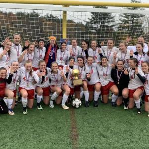 The Camden Hills girls soccer team after winning its third consecutive state championship earlier this month. (Courtesy Steve Alex)
