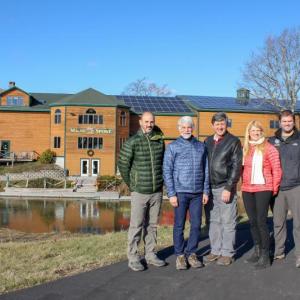 Pictured from left to right: Troy Curtis, Stuart Smith, Chuck Piper (Sundog Solar), Marianne Smith, Tyler Smith and Todd Savage (First National Bank). (Photo courtesy of Maine Sport Outfitters)