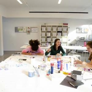 Youth artists from left to right, Isiah Chase, Heather Stephenson, Philomena Marsh, Laura Boutin and Matthew Thomas Young. Students discuss composition, art and improvisation at partnering site the Center for Maine Contemporary Art’s ArtLab in downtown Rockland as a base for experiential and contemporary work in the arts. (Photos courtesy of Arts in Action)
