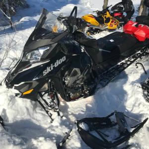 Snowmobiles involved in Jan. 11 crash in Soildertown Township. (Photo courtesy Maine Warden Service)