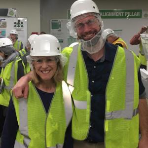 Reps. Vicki Doudera and Bill Pluecker ready to tour Poland Spring Bottling Plant. (Photo courtesy of Vicki Doudera)