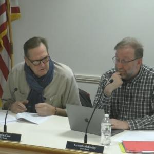 Doug Cole and Ken McKinley attend a meeting of the Rockport Select Board on Jan. 14.