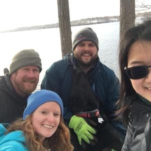 From left, John Anders, GRLT trails manager; Cathy Lookabaugh, of Trekkers; Brent West, GRLT stewardship program manager; and Amanda Chen, Trekkers intern. (Photo courtesy Georges River Land Trust)