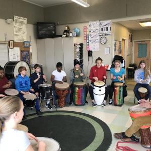 Kattam and his Tams Tams at Islesboro Central School. (Photo courtesy Islesboro Central School)