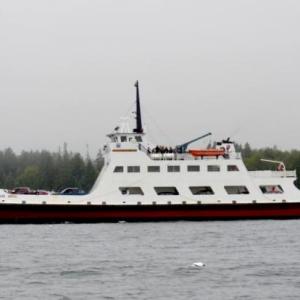 Maine State Ferry Service vessel ‘Margaret Chase Smith’ makes the crossing from Grindle Point on Islesboro to Lincolnville Beach many times a day, filled with workers, school children and residents community to mainland and home. (Photo by Lynda Clancy)