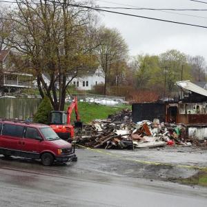 What remains of the Penobscot McCrum offices May 10. (photo by Erica Thoms)