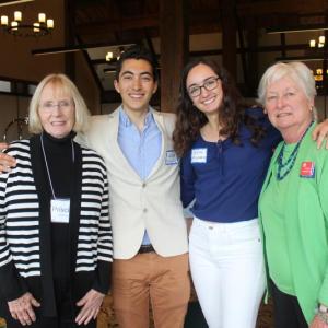 (left to right) Priscilla Granston, Scholarship Chair, award recipients Lucas Fischer and Emma McGurren, Fran Moore, Scholarship Committee. (Photo courtesy of Camden Garden Club)