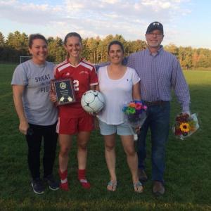 Kristina Kelly after scoring her 100th career goal. (Courtesy Steve Alex)